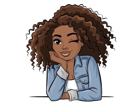 Afro Black Girl Curly Hair Winking