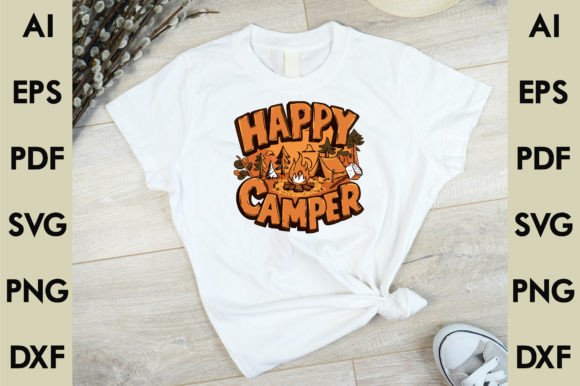 Happy Camper Embroidery Design